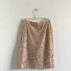 NWT LOFT Women's Sequin Pencil Skirt - Size 0 Petite - Metallic Champagne